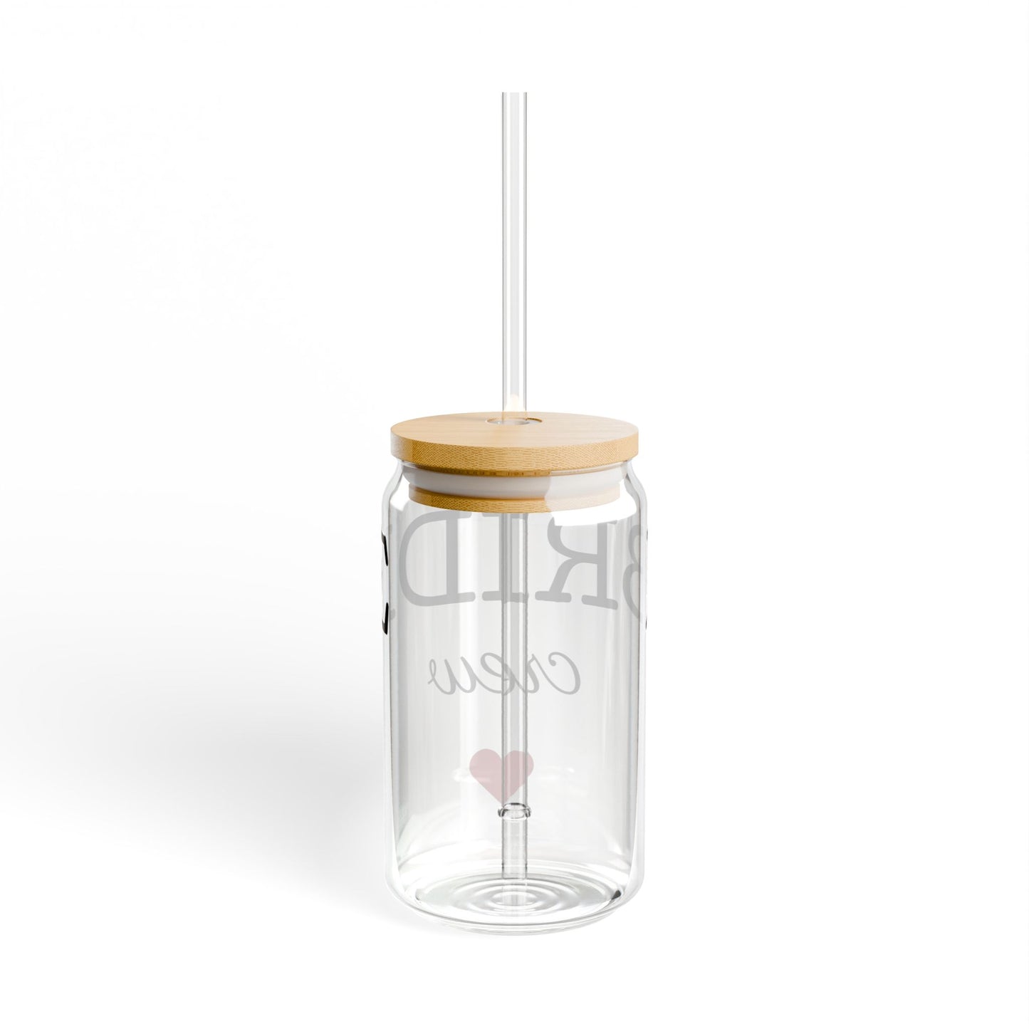 Bridal Party Sipper Glass, Personalized Drinkware, Wedding Favors, Bride Tribe Mug, 16oz Glass with Straw