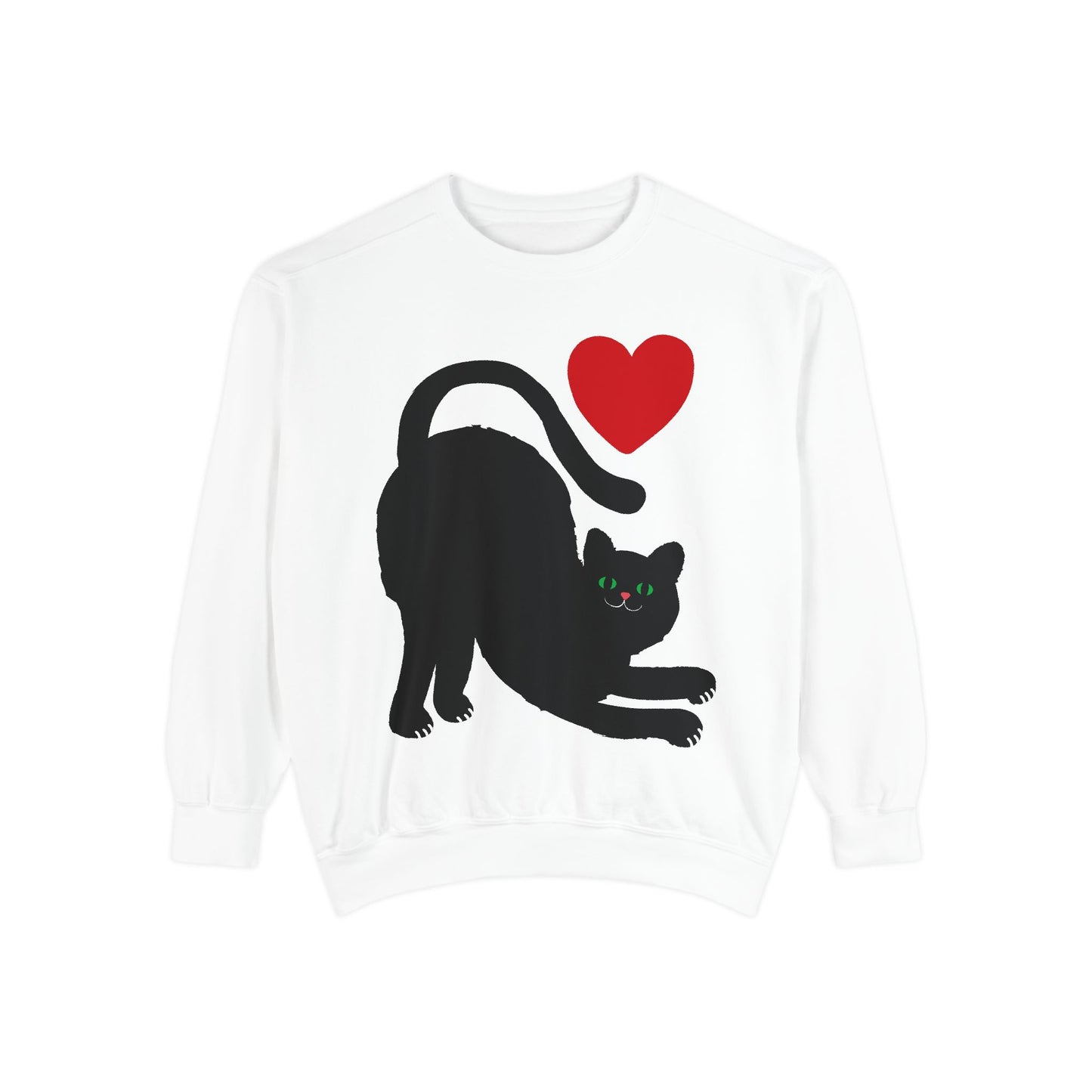 Black Cat Love Sweatshirt | Cozy Cat Lover Gift, Unisex Pullover, Pet-Themed Apparel, Cute Weekend Wear, Animal Lovers
