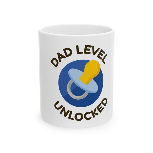 Funny Dad Mug, Dad Level Unlocked Coffee Cup, New Dad Gift, Baby Shower Gift, Parenting Humor Mug