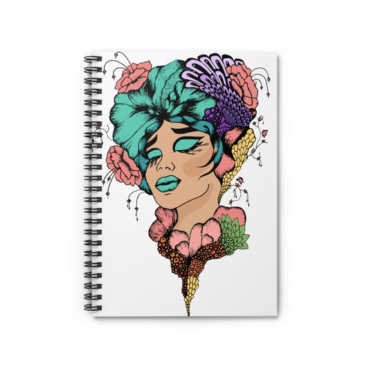 Artistic Spiral Notebook - Floral Face Design, Journaling, Gift for Her, Creative Writing, Inspirational Notebook, Unique Stationery