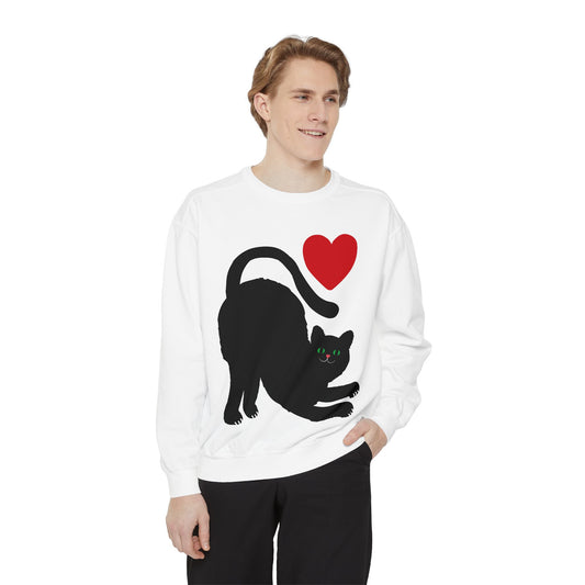 Black Cat Love Sweatshirt | Cozy Cat Lover Gift, Unisex Pullover, Pet-Themed Apparel, Cute Weekend Wear, Animal Lovers