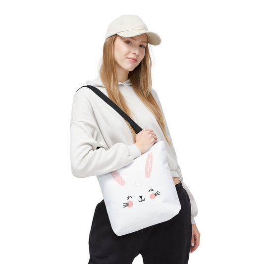 Cute Bunny Tote Bag, Easter Bunny, Spring Accessory, Gift for Animal Lovers, Reusable Shopping Bag, Eco-Friendly Bag