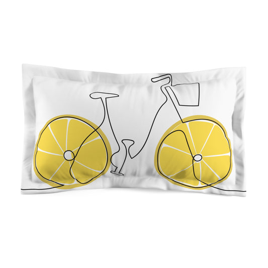 Whimsical Lemon Bicycle Pillow Sham, Cozy Bedroom Decor, Gift for Cyclists, Summer Vibes, Fun Home Accessories