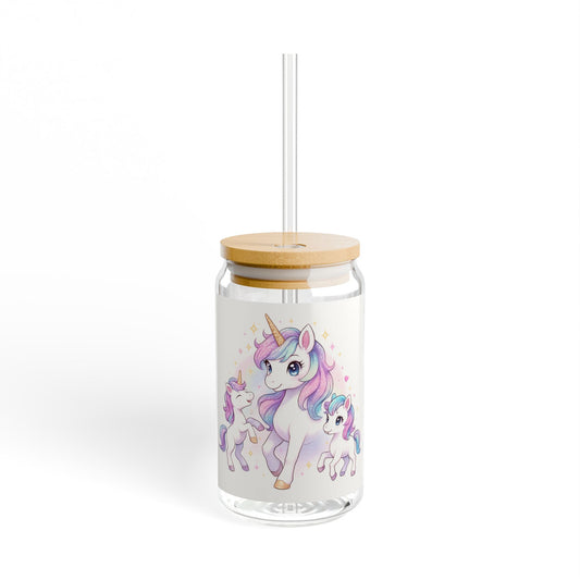 Unicorn Sipper Glass, 16oz - Magical Drinkware, Gift for Kids, Summer Parties, Easter Celebrations, Home Decor, Unique Party Favors