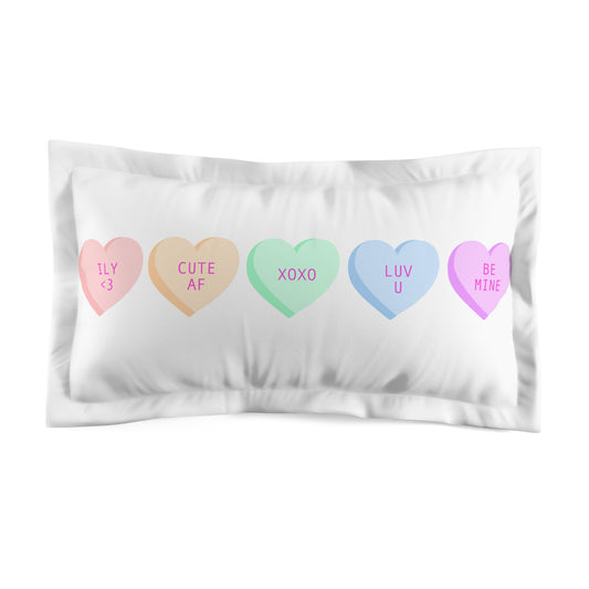 Sweetheart Microfiber Pillow Sham - Cute AF, LUV U, XOXO, ILY <3, Decorative Bedroom Accessory, Valentine's Gift, Love Decor